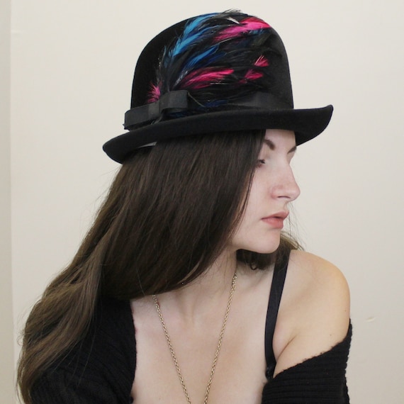 Vintage 60s Swagger Hat Genuine Velour Made of Imported Fur  display picture 3