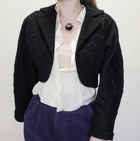 Vintage 50s Ivy Beaded Cropped Blazer A Molly Desi
