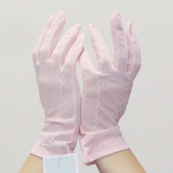 Vintage 60s Pink Semi-Sheer Gloves - Colored Vint… - image 10