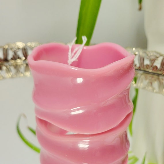 Vintage 80s Huge Chunky Pink Bangle Bracelet Rose… - image 3