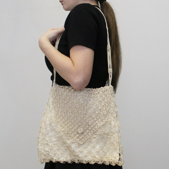Vintage 70s String Macrame Bag Boho Shoulder Bag - image 7
