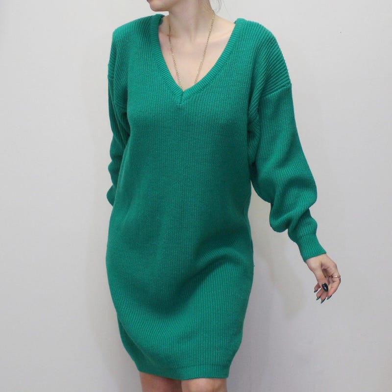 Green Mini Sweater Dress (S)