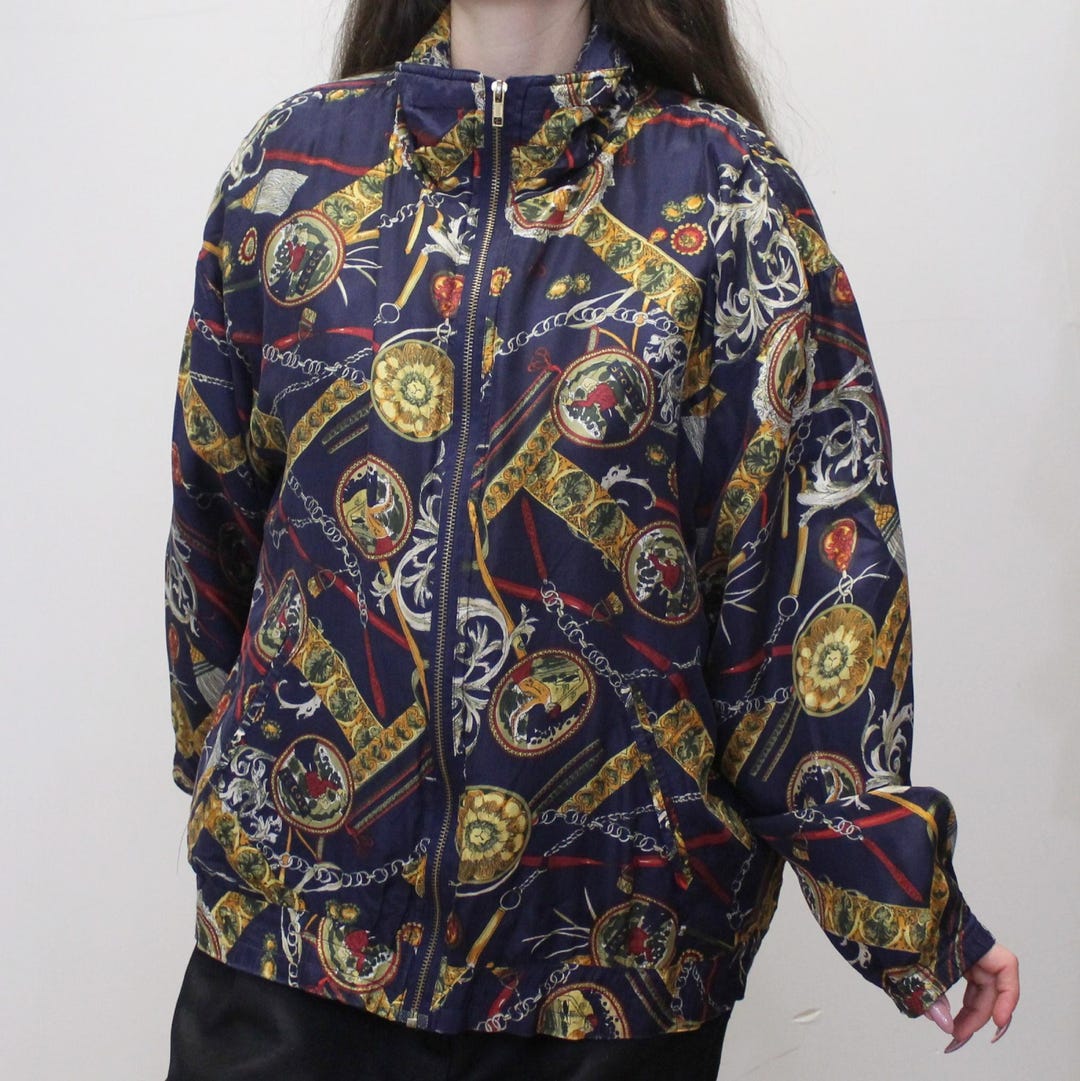 ジャケット・アウター 80s archive EURO Jacquard design jacket Vintage 80s Patterned Silk Bomber Jacket by Studio Sportif - Etsy