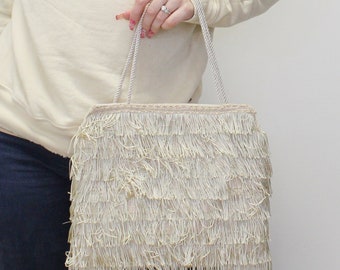 Vintage jaren '70 Fringe Handtas Handgemaakte Portemonnee- Fringe Portemonnee