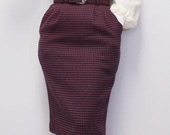 Vintage 80s High Waisted Pencil Skirt with Matching Belt by Evan Picone Petites