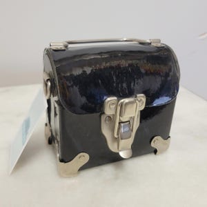 Vintage 90er Jahre Gothic Aktenkoffer Mini Bag Schwarz Lackleder Hardware Geldbörse