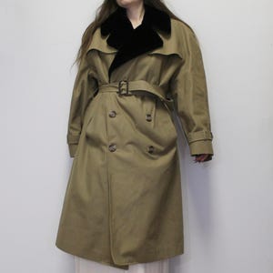 Vintage 80s Designer Christian Dior Monsieur Faux Fur Lined Trench