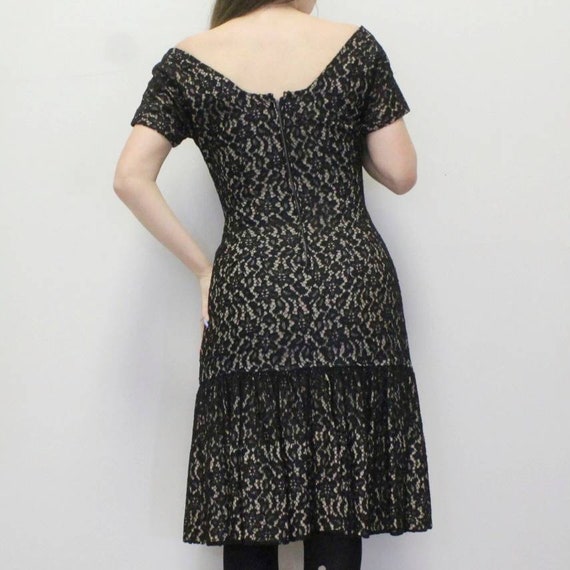 Vintage 50s Black Lace Mini Dress - image 7