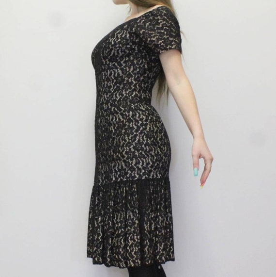 Vintage 50s Black Lace Mini Dress - image 4