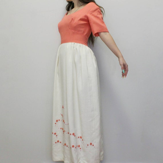 Vintage 60s Coral Beaded Maxi Dress - image 4