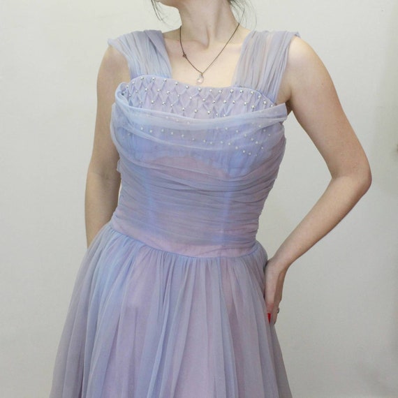 Vintage 50s Prom Dress Cupcake Dress Tulle Skirt … - image 3