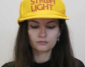 Vintage 90s Stroh Light Beer Hat Trucker Hat by Designer Products