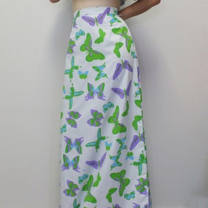 Vintage 70s Vested Gentress butterfly maxi Skirt