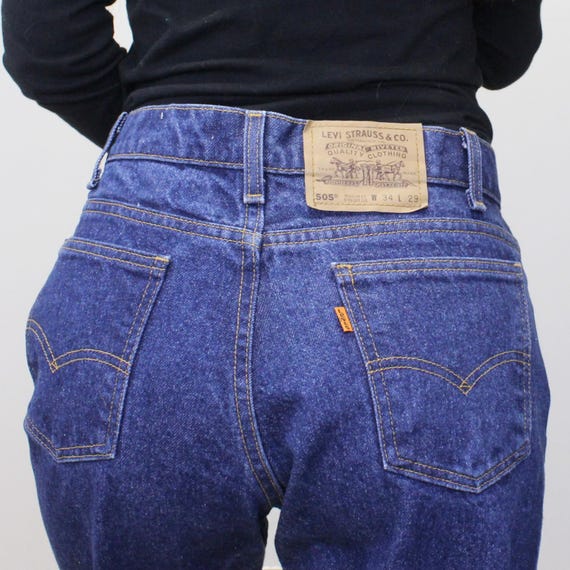 Vintage 90s Orange Tab Levi's 505 Jeans Dark Wash… - image 6