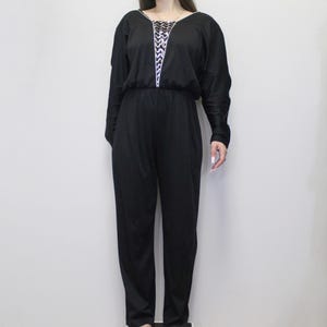 Vintage 70s Disco Jumpsuit! Sequined Plunging back Jumpsuit- 70s poly sequin jumper