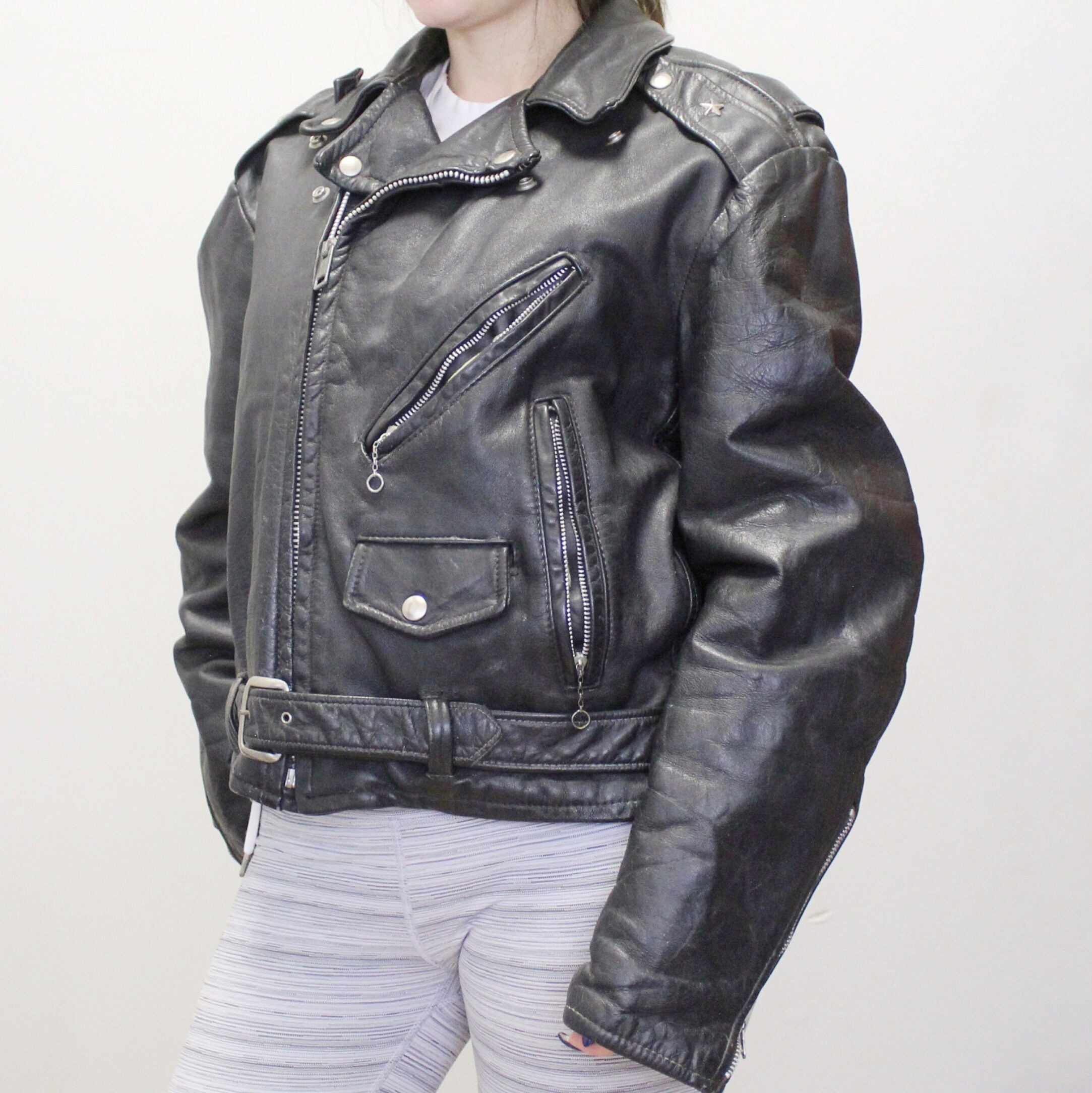 ジャケット・アウター vintage 60s AERO zip UK leather jacket Vintage 60s Leather Biker Jacket! Authentic Heavy Good