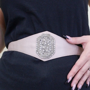 Vintage 80s Waist Belt with Sparkly Beaded Detail