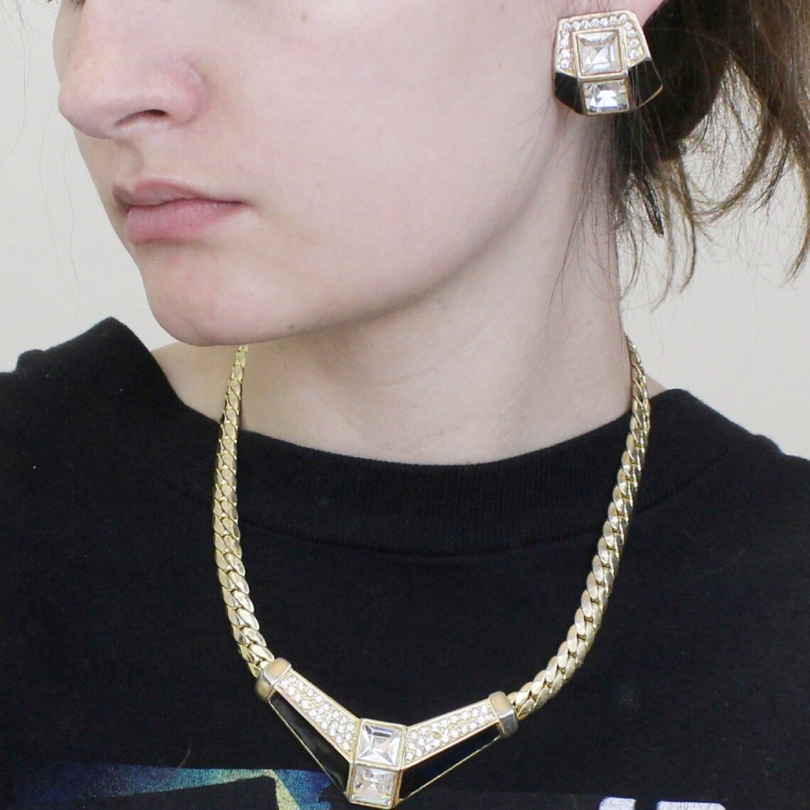90\'s Vintage Chain Large Diamond Details & Earing Vintage Diamond Rope Earrings 18K Platinum 14K 6.00ctw  main image 4