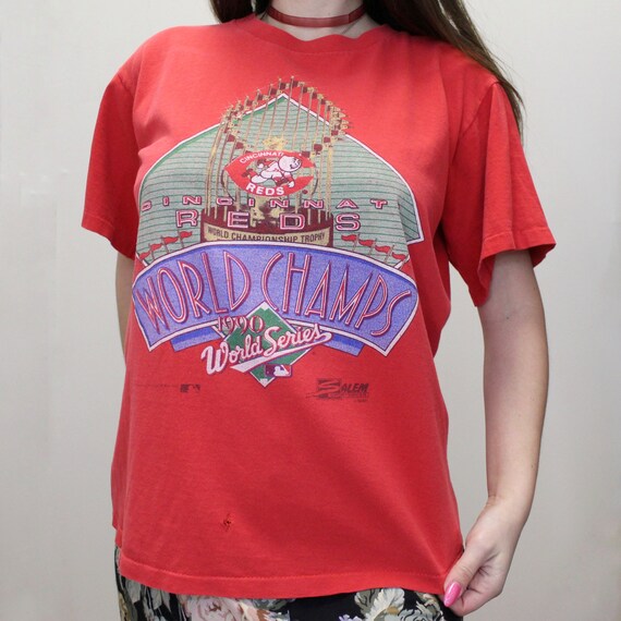 Vintage 90s World Series Tee Baseball Cincinnati Reds Ohio 1990 T 