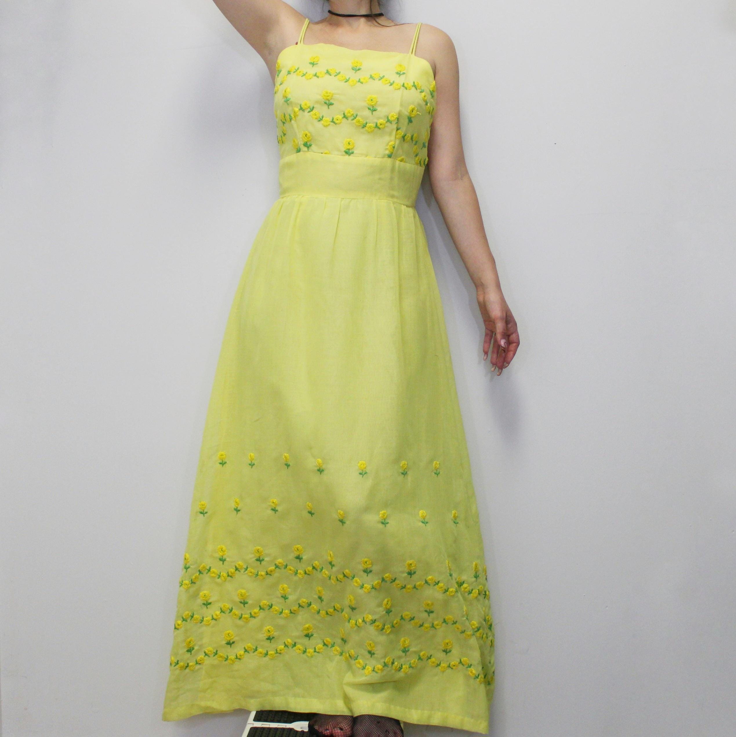 70's Yellow Floral Maxi Dress main image 0