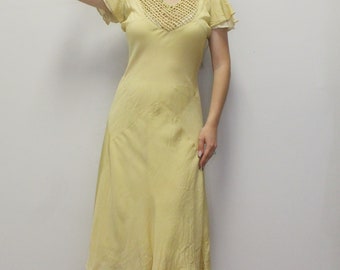 Vintage 30s Bias Cut Gown with Lattice Bustline