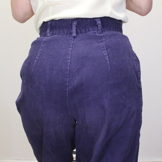 Vintage 80s Purple Corduroy Pants High Rise Taper… - image 9