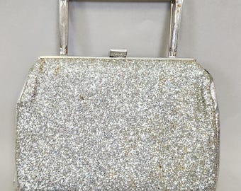 Vintage 60s Silver Glitter Purse by Iris