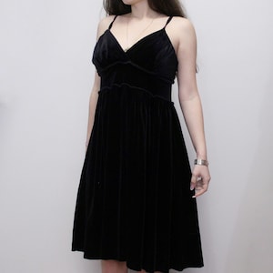 Vintage Y2k babydoll Mini Dress Black Velvet Mini by Necessary Objects