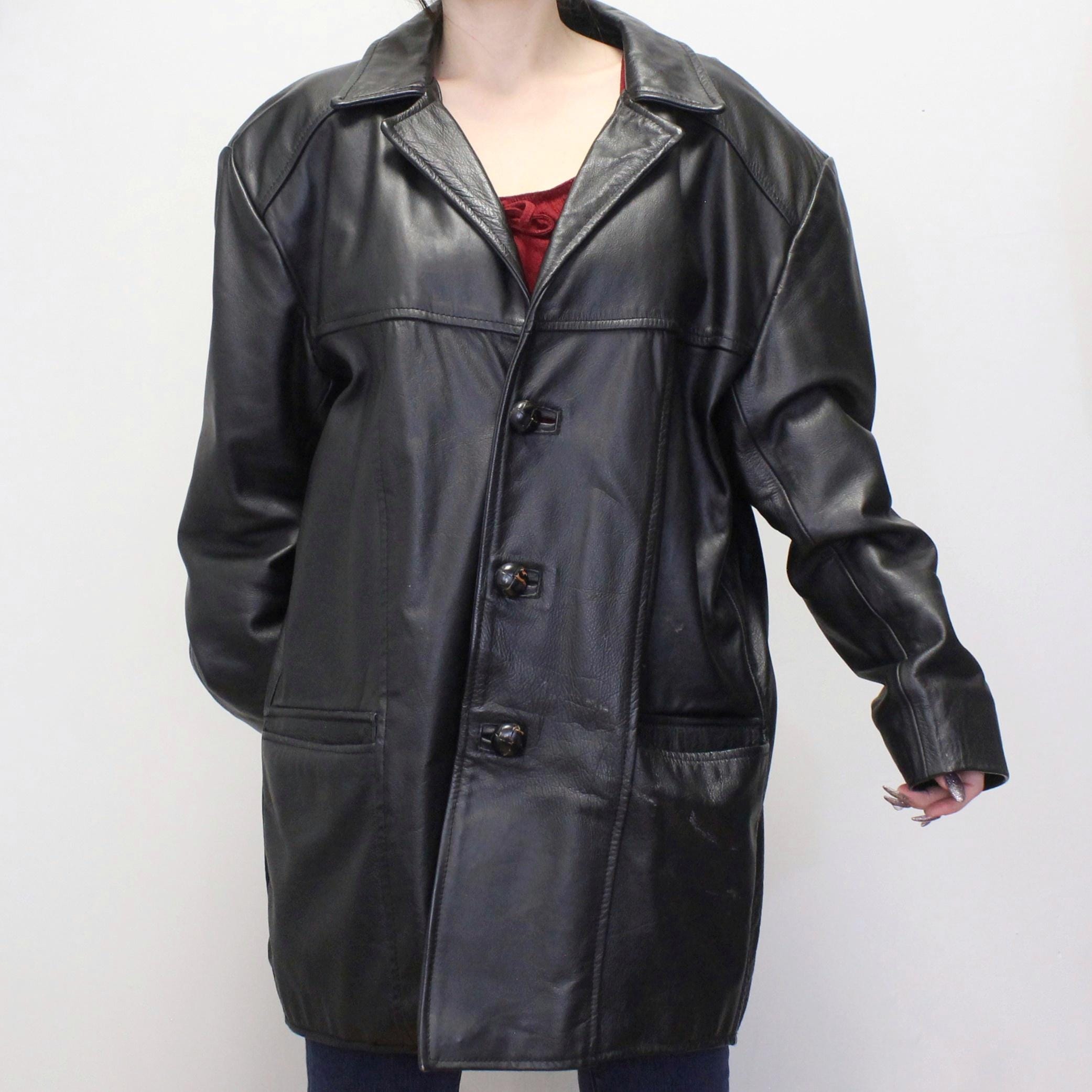 Vintage 80s Leather Jacket by Park V- Blk Leather Jacket