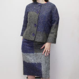 Vintage 60s Wool Skirt Suit Set 2 piece Blazer & Matching High Waisted Pencil Wiggle Skirt  From Yours Truly Doray Couturiere Design