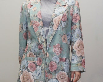 Vintage 80s Pastel Floral Blazer by Alfred Dunner