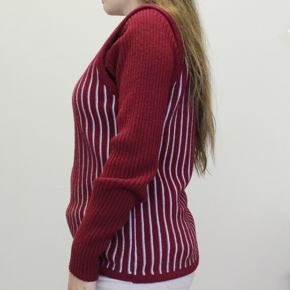 70’s Long Sleeve Burgundy Half Zip Up Collared Knit Sweater main image 0