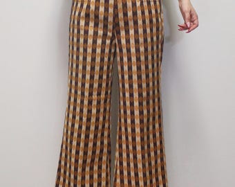 Vintage 70s High Waisted Flare Pants FUNKY Patterned Pants