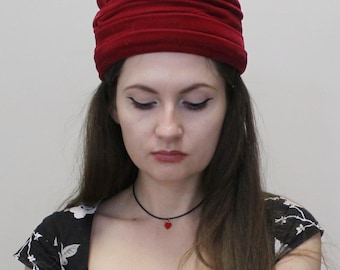 Turbante de terciopelo vintage de los años 60 de Fashion Guild