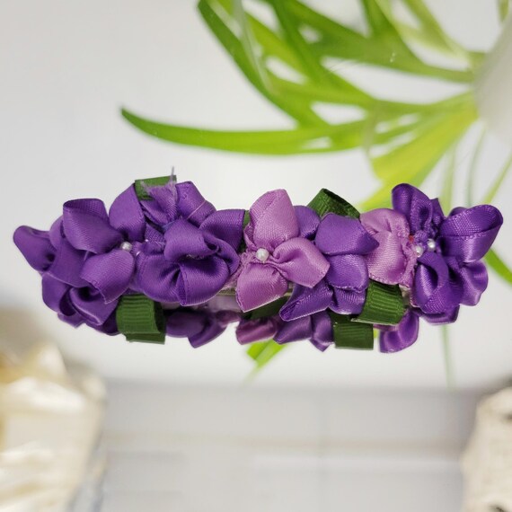 Vintage 90s Flower Ribbon Barrette Fairycore Ribbon Hair Clip - Etsy