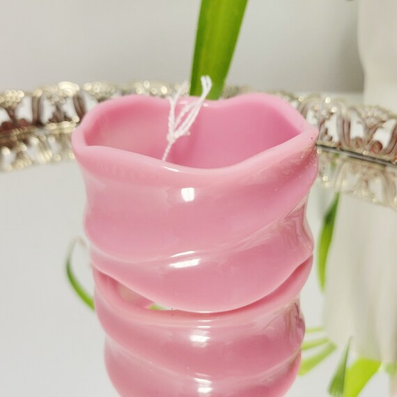 Vintage 80s Huge Chunky Pink Bangle Bracelet Rose… - image 4