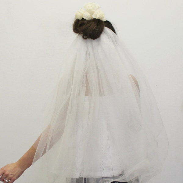 Vintage 60s Rosette Wedding Veil