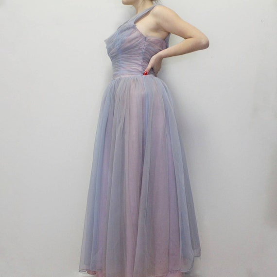 Vintage 50s Prom Dress Cupcake Dress Tulle Skirt … - image 5