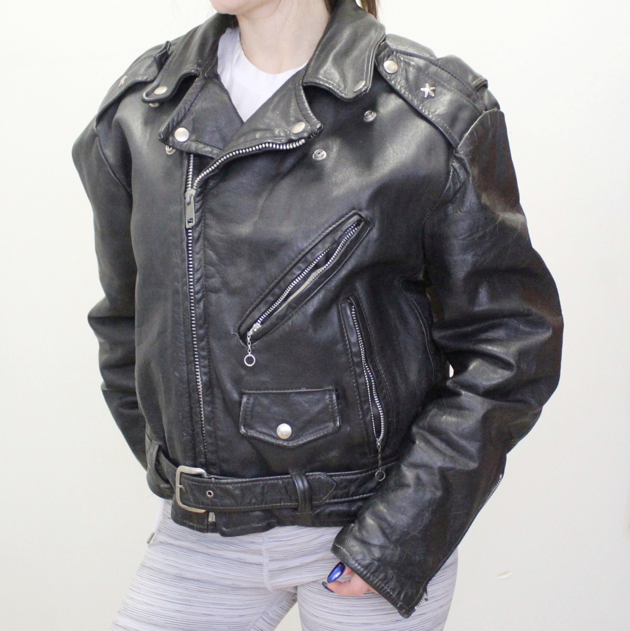 Vintage 60s Leather Biker Jacket! Authentic Heavy Good Quality