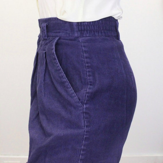Vintage 80s Purple Corduroy Pants High Rise Taper… - image 8