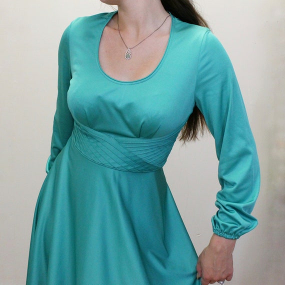 Vintage 80s does 60s Party Dress - 80s Emerald Gr… - image 10