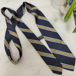 Vintage 70s Yves Saint Laurent All Silk Designer Striped Tie