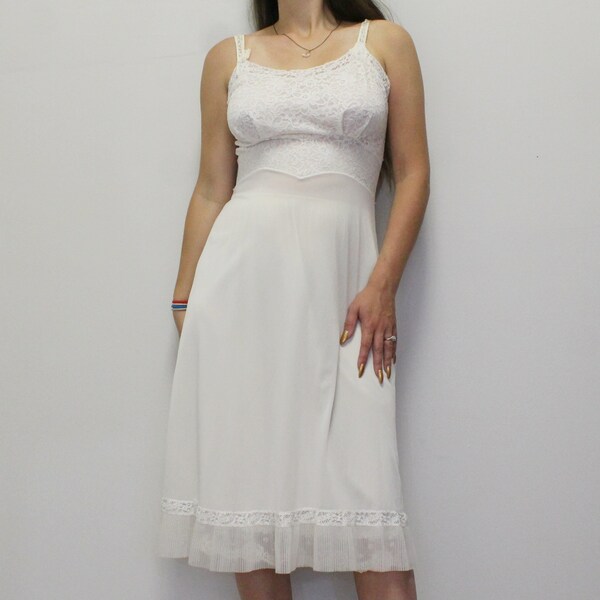 White Slip Dress Lace Etsy