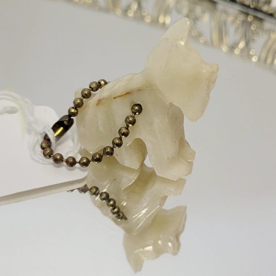 Vintage 70s Carved Onyx Scottie Keychain Scottish… - image 3