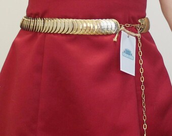 Gold metal conch style 70s statement belt/stretchy/elastic starfish round disc Gold Metal Conch Style 70s Statement Belt/stretchy/elastic  main image 2