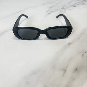 Black Slim Rectangular Retro Y2K Sunglasses