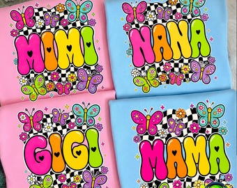 Neon Distressed Mama PNG Bundle, Floral Mama Mimi Gigi Nana Sublimation, Checkered Retro Motherhood Download Digital File for Tumbler