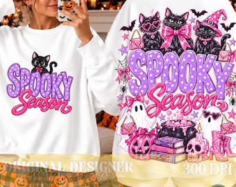 Retro Spooky Season PNG, Preppy Pink Halloween PNG, Girly Ghost Shirt Design, Coquette Halloween PNG, Boujee Spooky Season Sublimation