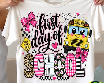 Coquette First Day Of School PNG,Back To School Sublimation PNG,Teacher Shirt Design Preppy School,Clipart Cute Digital Download