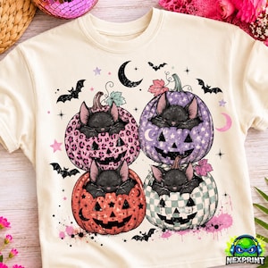 Cute Sleeping Bat Pumpkin PNG, Halloween Pumpkin Bat Sublimation, Pink Leopard Ghost Fall Shirt Design, Digital Download